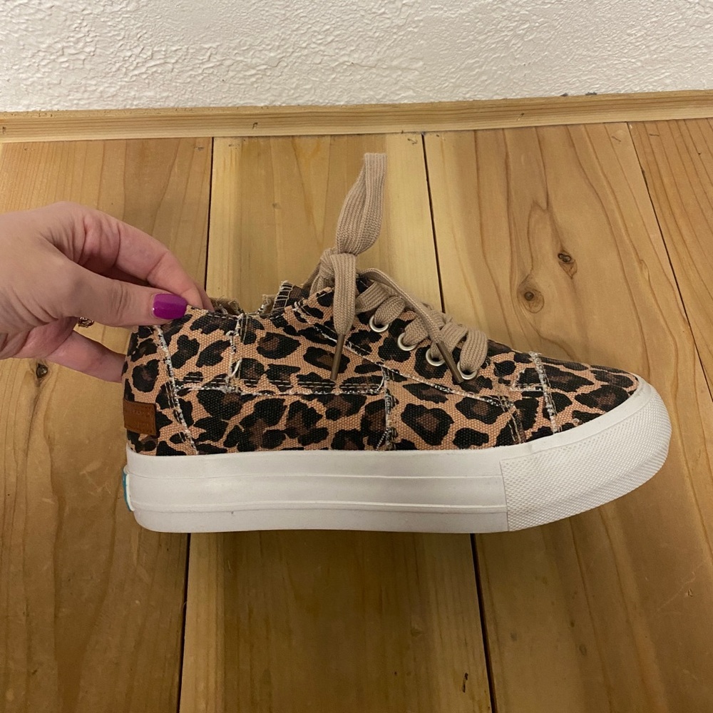 Never worn outside hidden wedge leopard print sneakers
